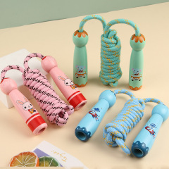 Children's wooden jump rope, primary school sports, kindergarten beginner jump rope, wooden handle, cotton rope jump rope toy