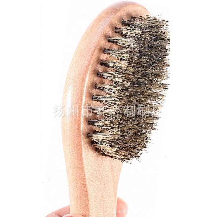 木の柄のオイルブラシの高級な豚のたてがみのブラシの木の取っ手の清潔なブラシの異形のハンドルのブラシの靴の看護の清潔なブラシ