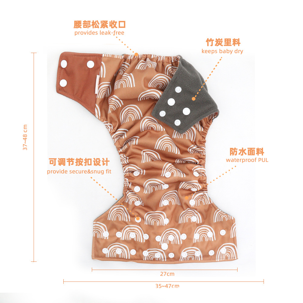 INS impresión digital de estilo occidental pañales de carbón de bambú pantalones de entrenamiento de fugas a prueba de agua anti-lado transfronterizo en stock pañal de tela