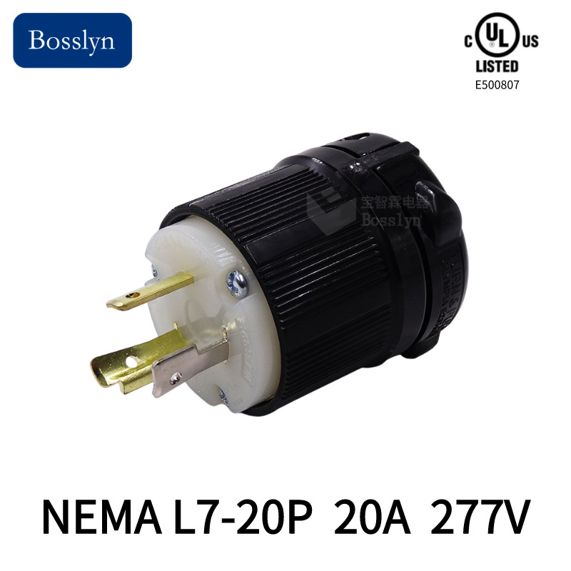 nama工业防脱落插头 美式三芯组装电源插头 美标发电机插头