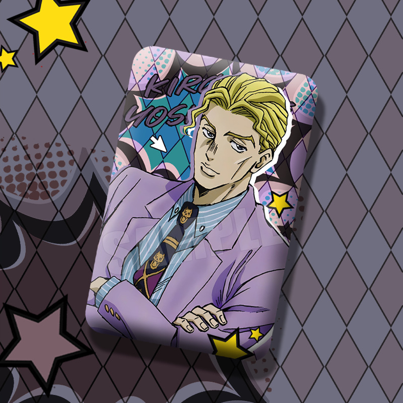 JOJO的奇妙冒险空条承太郎东方仗助吉良吉影周边方形双闪徽章谷子|undefined
