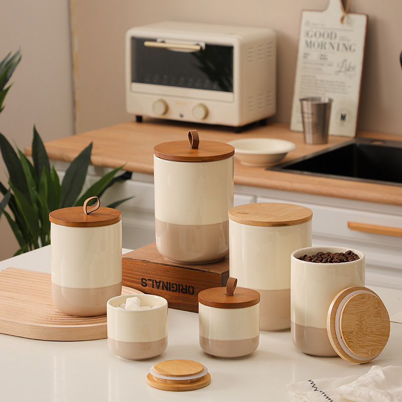 High-Looking Storage Jar, Sugar Jar, Household Grain Jar, Coffee Jar, Kitchen Ceramic Sealed Jar, Tea Jar, Food Storage Jar