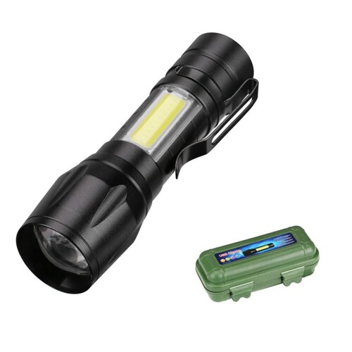 Outdoor portable flashlight COB rechargeable LED retractable zoom flashlight USB rechargeable bright zoom flashlight