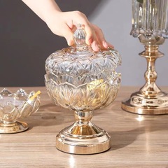 輕奢水晶玻璃糖果罐帶蓋歐式客廳茶几家用儲物罐糖果乾果裝飾擺件