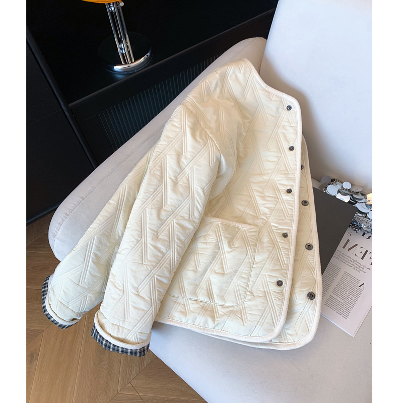 巨好看轻熟宽松杏色棉衣棉服女秋冬宽松百搭夹克薄外套上衣高级感