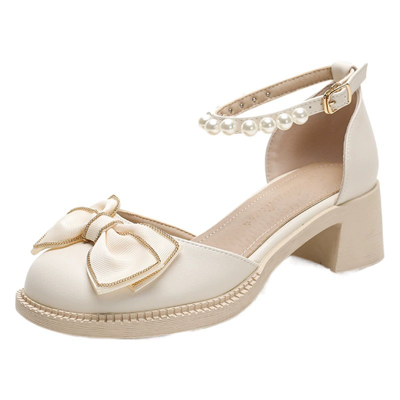 Маленькие кожаные туфли Мэри Джейн обувь женщины лето 2024 новый полый плоский лук одиночные туфли женщины с юбкой сандалии