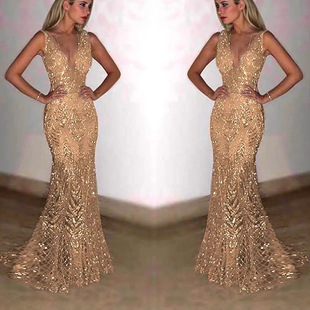 Sleeveless V-neck sequined dress �o��V�I����������Ƭ�B��ȹŮ