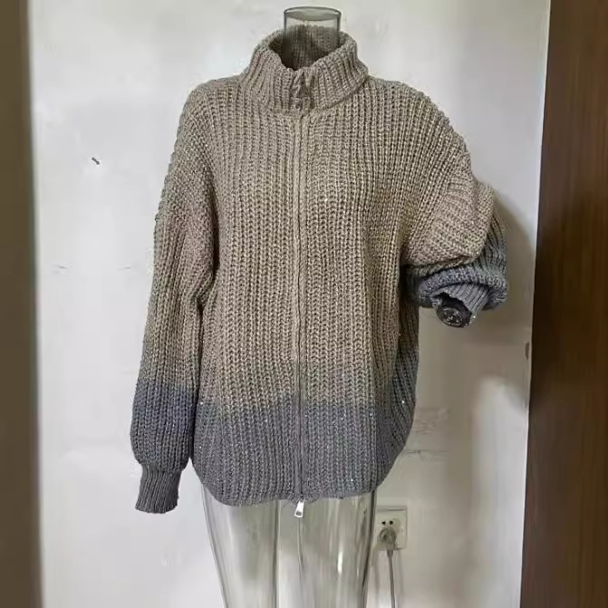 2023 otoño e invierno europeo y americano Amazon transfronterizo Comercio exterior nuevo de alto grado elegante Chanel estilo cómodo lentejuelas suéter con cuello en V