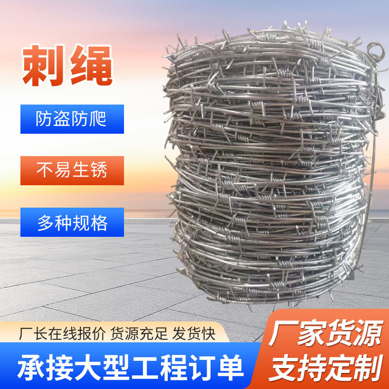 双股刺绳热镀锌围栏网防爬防盗钢丝网监狱防护边境隔离围墙刺丝