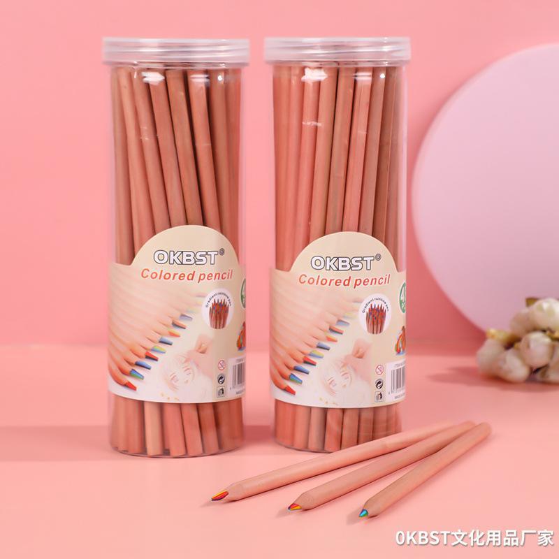 48-pieza barril Arco Iris lápiz 7-color multicolor registro Arco Iris degradado color plomo Escuela Primaria estudiante pintura lápiz