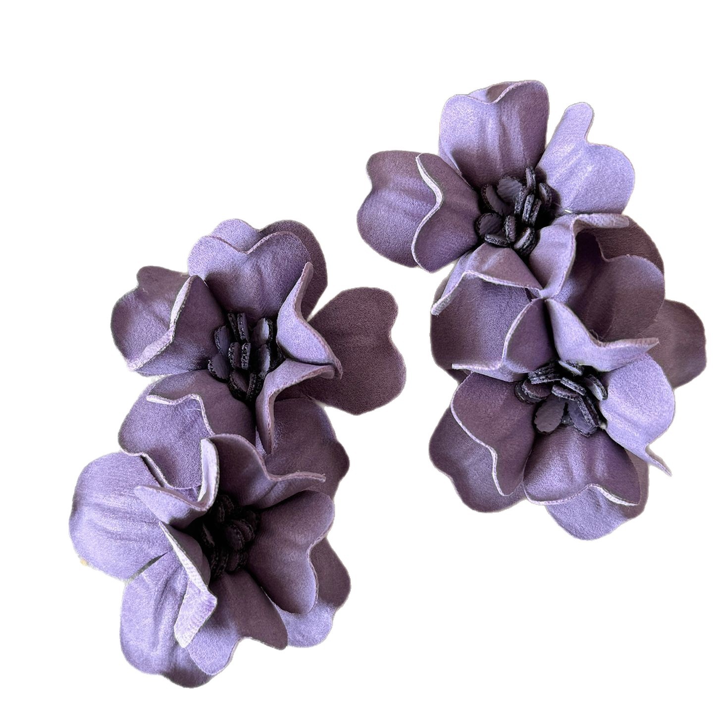 Vacaciones viento púrpura aguja de plata plegada redonda chiffon flor borda pendientes temperamento pendientes lujosos de alta calidad pendientes image 6