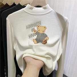 Y2313#双面德绒半高领打底衫女童春秋冬内搭加绒加厚保暖百搭洋气