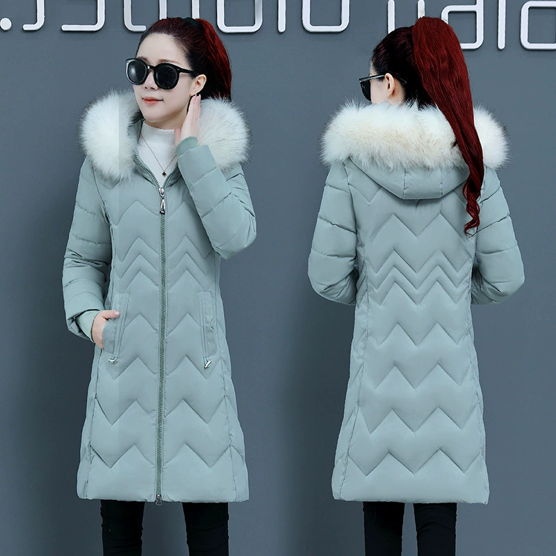 Зимняя женская одежда средней длины с хлопковой подкладкой, приталенное облегающее теплое пальто больших размеров с хлопковой подкладкой, утолщенная новая зимняя одежда 2021 года