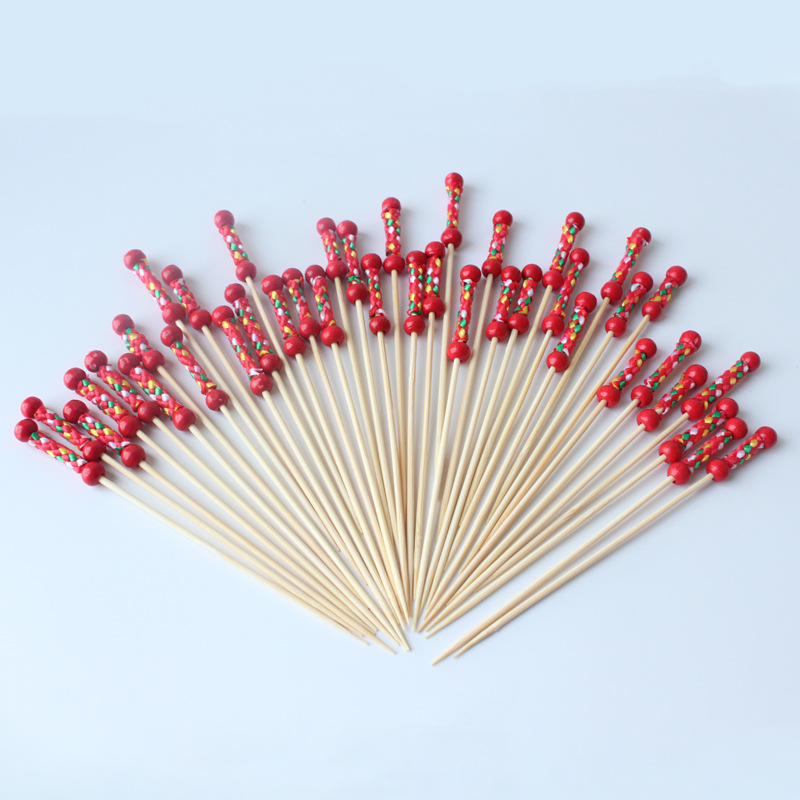 Juego de hilo de cuentas rojo doble 100 piezas/paquete fabricante al por mayor Signo de cuentas dobles Signo de bambú de frutas Signo de pastel de arte Signo de cóctel