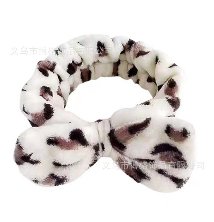 Diadema con lazo de lunares con estampado de leopardo europeo y americano, pañuelo facial SPA, diadema elástica transfronteriza, diadema de borde ancho a rayas