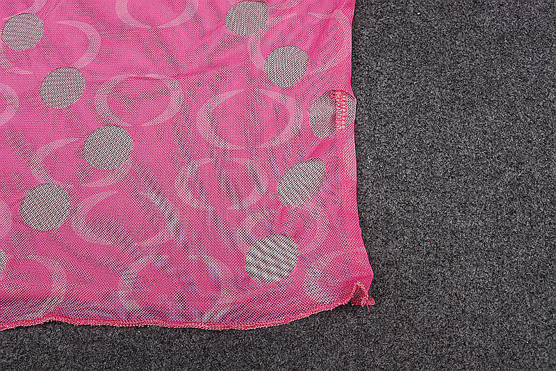 Title 10, Printed Polka Dot Hollow Out See-through Croppe...