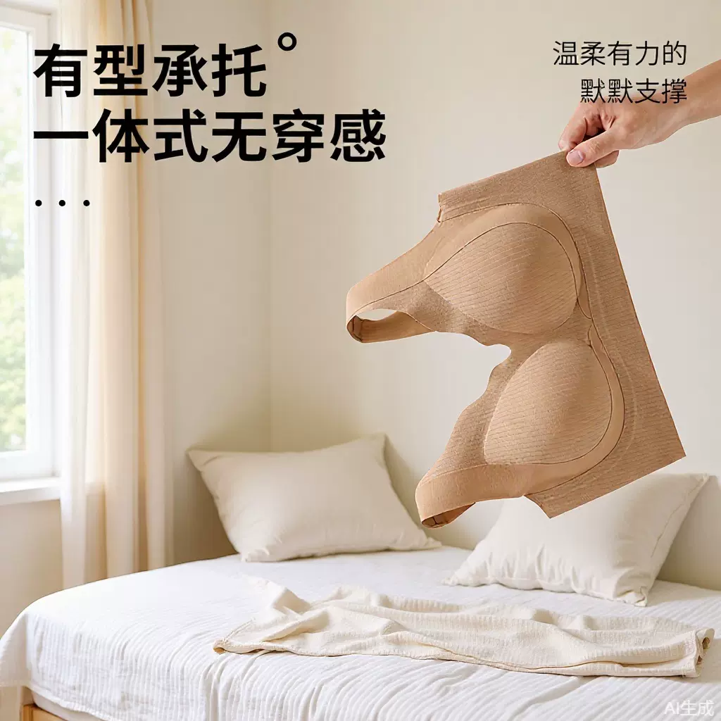 加大固定杯无痕内衣无钢圈大胸显小聚拢一体背心式运动文胸胸罩