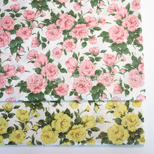 2色玫瑰花 斜纹纯棉卡通布料 全棉床品面料 服装布料 宝宝印花布