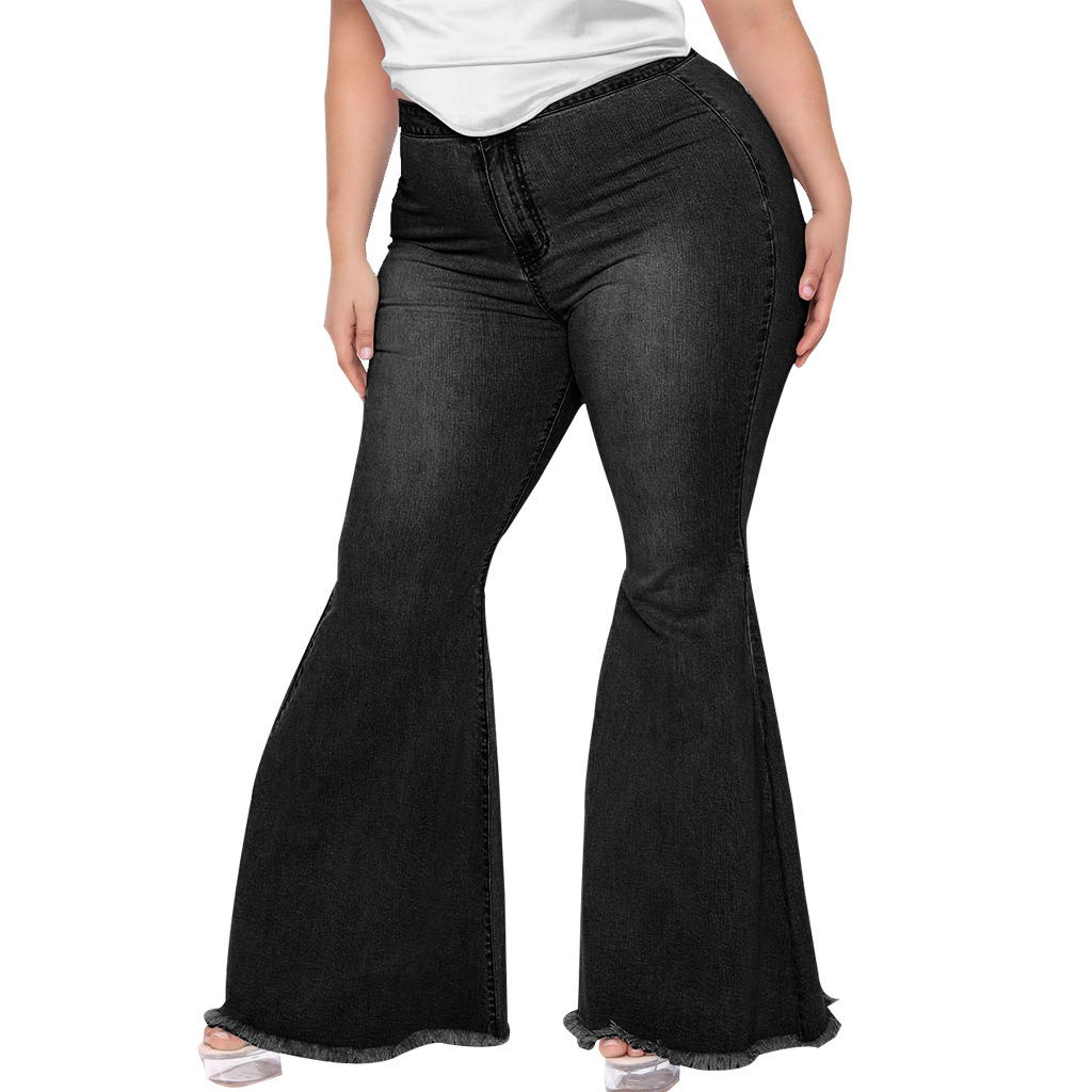 slim wide-leg plus size flared jeans nihaostyles wholesale clothes NSSF89988