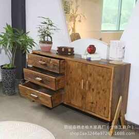 新中式老榆木餐边柜斗柜实木带抽屉储物柜家用客厅电视柜收纳柜