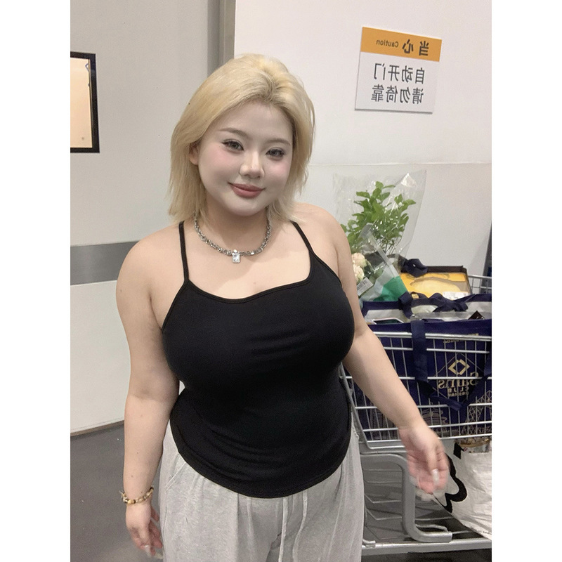 グローバルフラワー [リヨセルサスペンダー] 大きいサイズのベーシックキャミソールは外でも着用可能、無地の痩身トップス、女性用|undefined