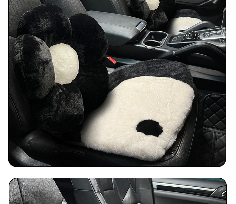 Car cushion cute panda car four seasons general seat cushion creative winter warm car seat cover_voghion.com