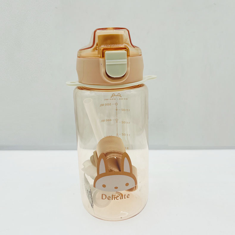 Chengfeng gran vientre taza 650ml hervidor portátil niñas deportes paja estudiante red de plástico rojo agua