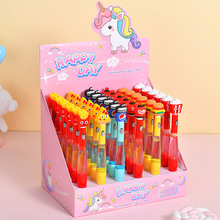 可爱美食卡通流沙七彩闪灯中性笔创意少女心入油流沙灯光水笔批发