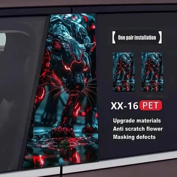 Car center pillar sticker A pillar Nezha 2 clown decorative sticker car window B pillar protective film black Wukong painted Meidu