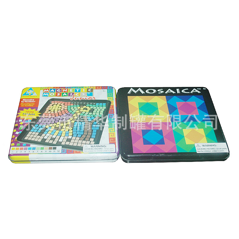 拼图正方形包装铁盒   两片铁盒  礼品食品包装马口铁铁盒