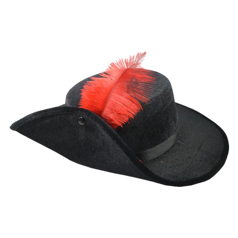 Bola del partido rendimiento sombrero tocado pluma de avestruz Zorro sombrero pirata pluma sombrero papel vestir tocado