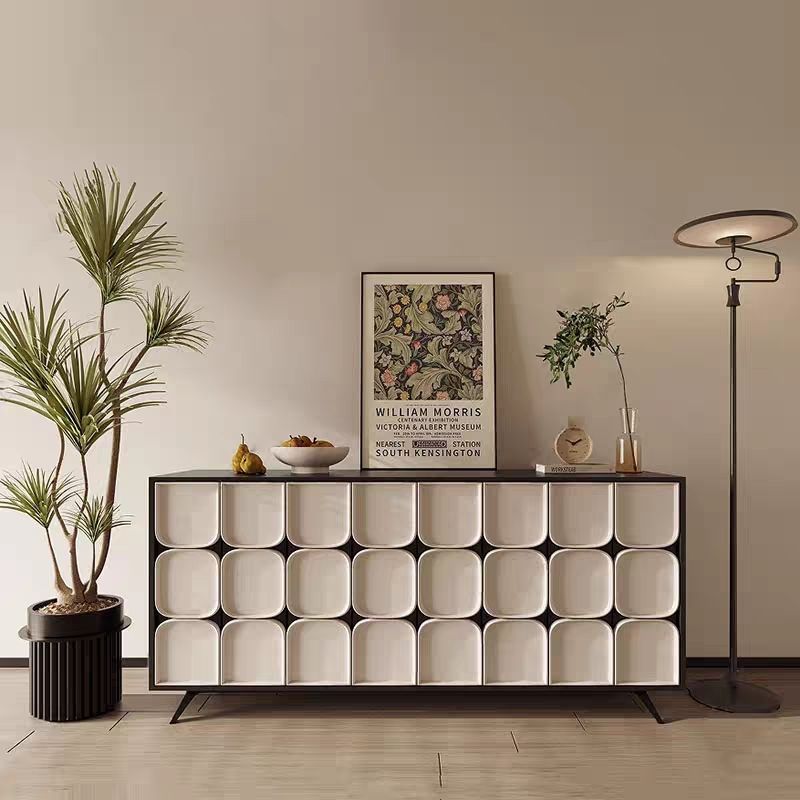 Nordic Painted Sideboard Solid Wood Tea Cabinet Simple Modern Entrance Cabinet Wine Cabinet Storage Cabinet Cupboard Storage Free Shipping