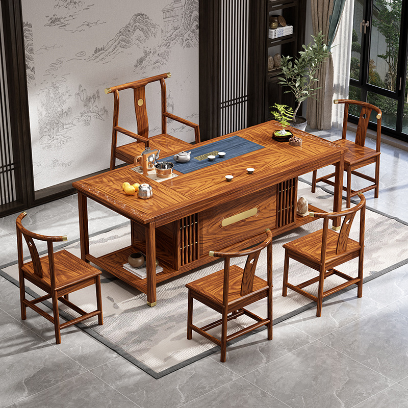 New Chinese solid wood tea table chair combination rosewood tea table office living room kung fu tea set tea table wholesale