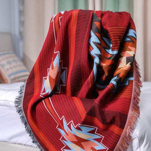 Modern simple jacquard thread blanket geometric tapestry camping blanket picnic mat universal sofa blanket sofa towel floor mat carpet