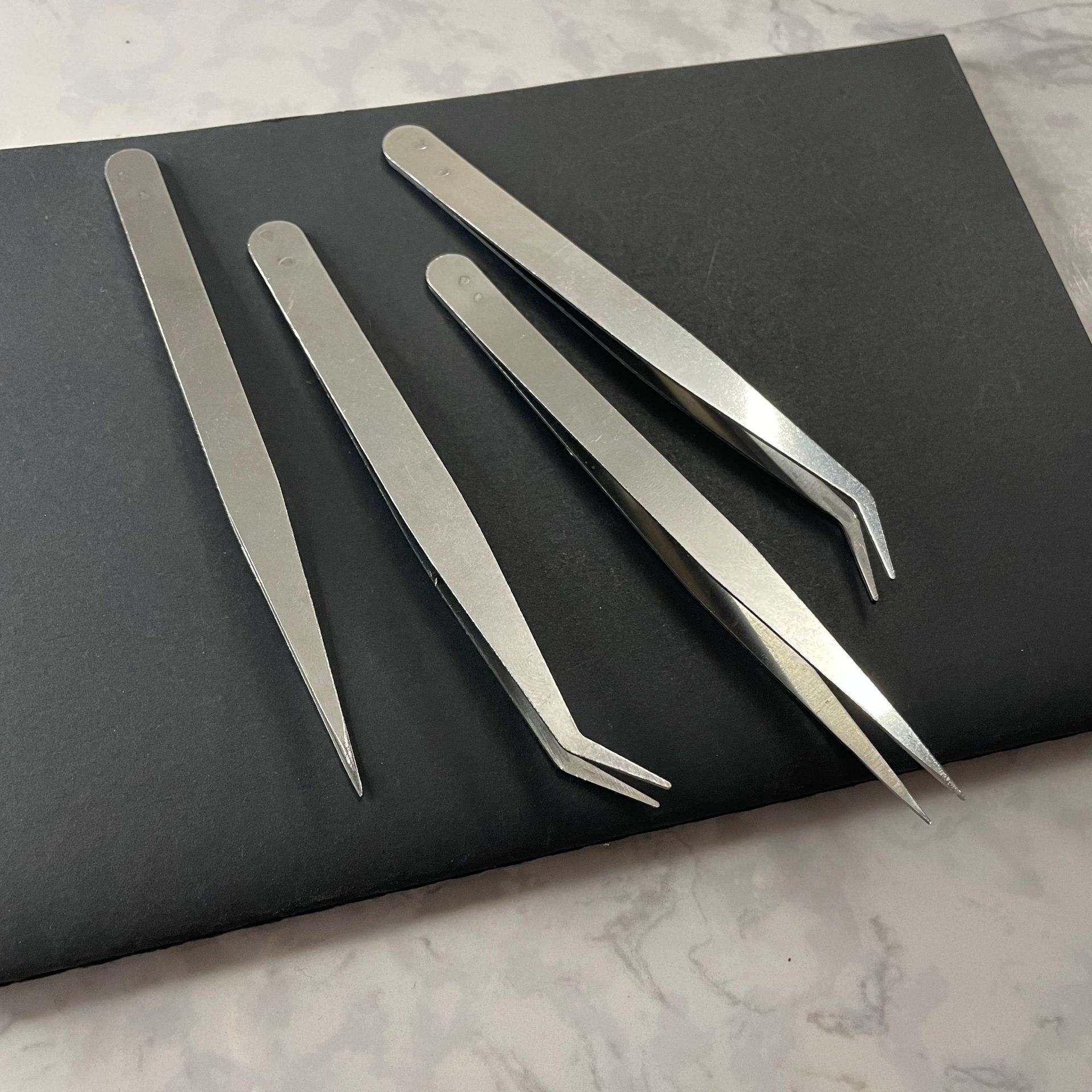 不锈钢镊子尖头弯头用于缝纫、DIY、维修、燕窝镊子工具