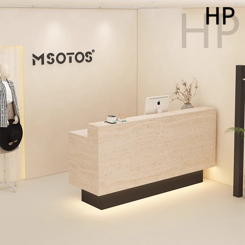 Travertine Pattern Cashier Clothing Store Women's Clothing Store Small Bar Table with Light Hairdressing Front Desk Simple and Modern