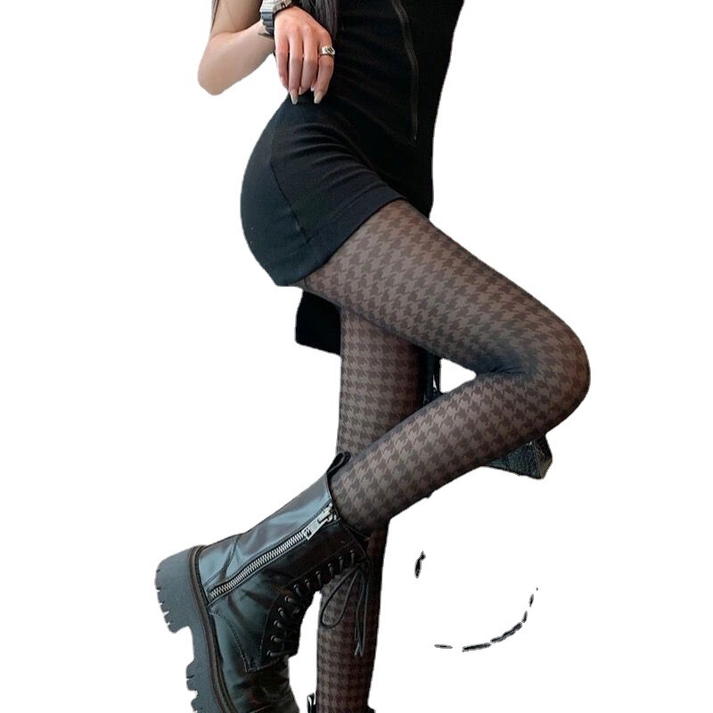 Power same style stockings sexy black silk light leg socks anti-hook silk leggings houndstooth stockings