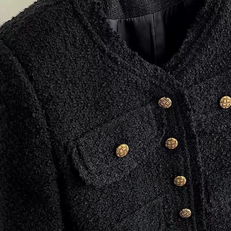 Весенне-осенняя черная тонкая короткая куртка, в стиле Chanel, французский стиль, тренд сезона
