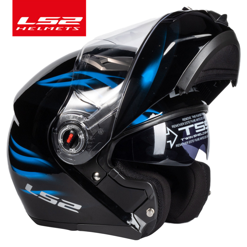 Casco de doble lente LS2 Casco de motocicleta Casco completo antivaho para hombres y mujeres Casco gris Semi Locomotora Four Seasons Universal FF370