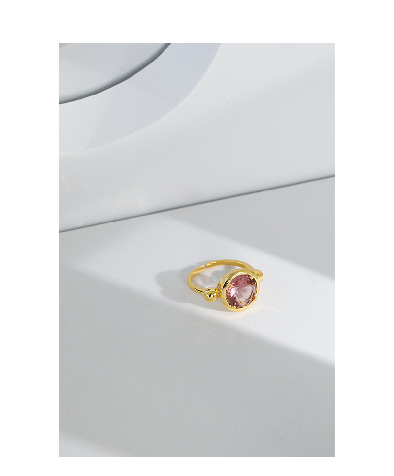 Fashion Round Sterling Silver Plating Artificial Gemstones Open Ring