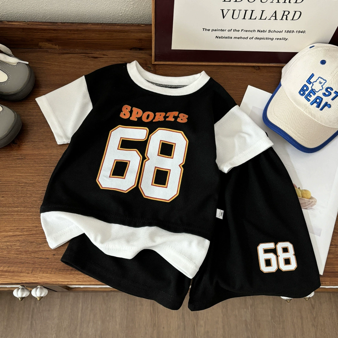 Летние детские шорты с короткими рукавами для мальчиков случайный спортивный набор для мальчиков свободный трикотаж для мальчиков