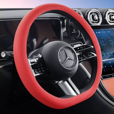 Steering wheel cover Grade Liquid Silicone Ultra-Thin Anti-Slip - liquid-silicone-steering-wheel-cover-red-one-piece-33-42
