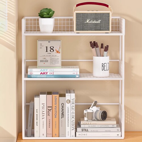 Desktop bookshelf for office desks, multi-tiered book cabinet, compact book rack, and simple storage cabinet for bay windows