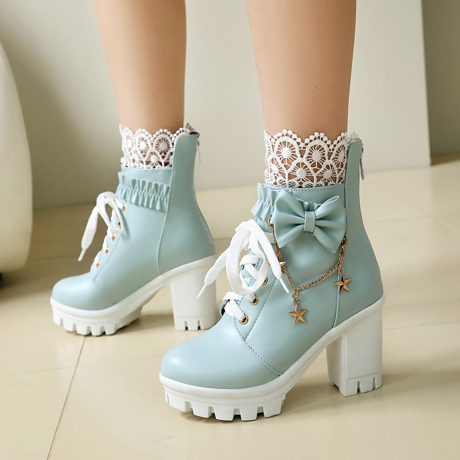2025 autumn and winter Amazon foreign trade high-heeled thick-soled…