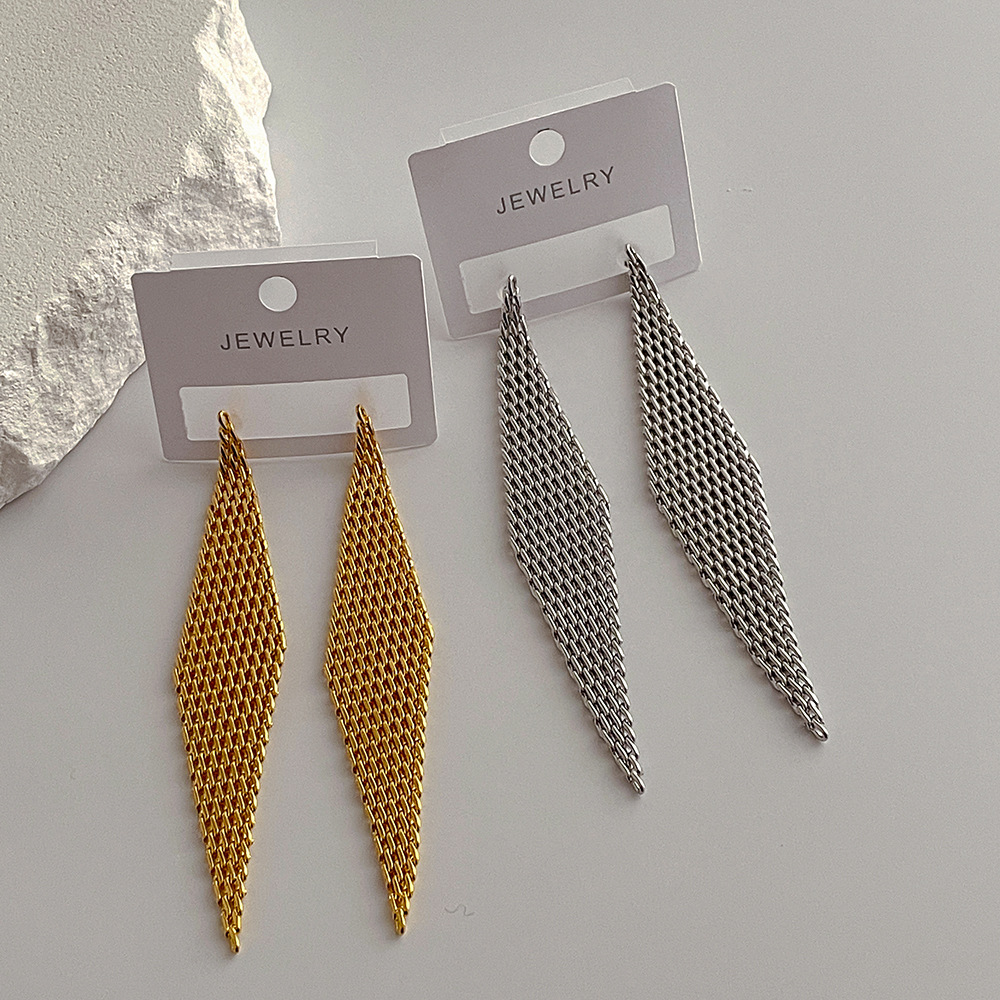 Exaggerated Rhombus Copper Plating Drop Earrings 1 Pair