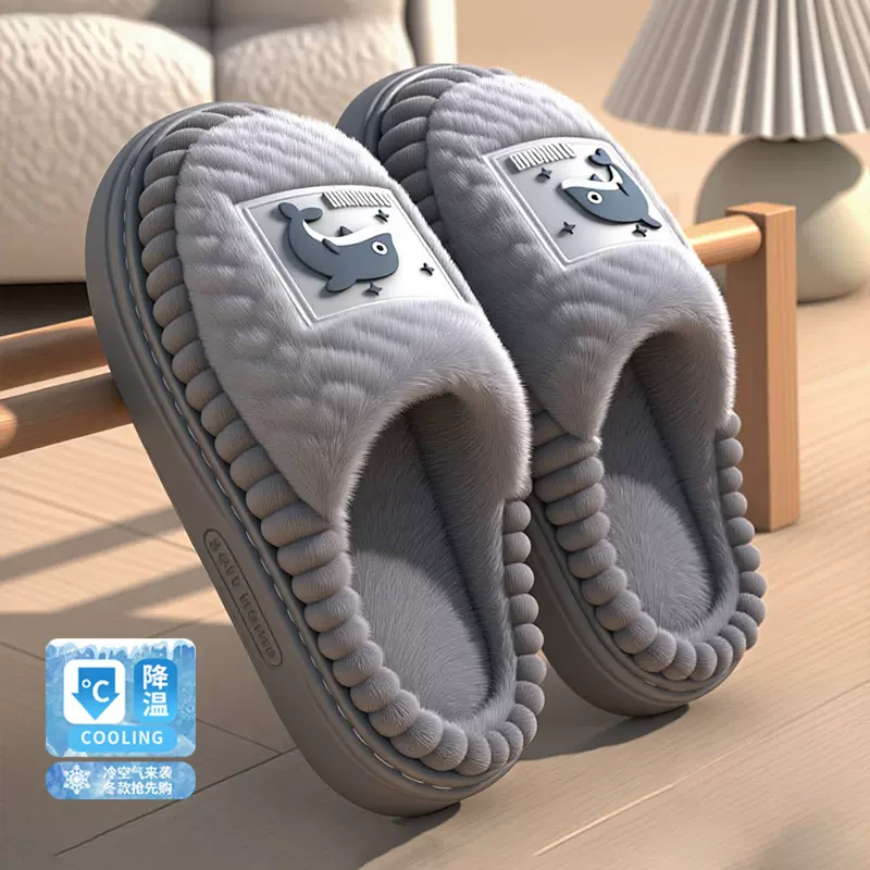 加厚棉拖鞋男款2025年冬季居家室内加绒防滑耐磨外穿拖鞋情侣棉鞋