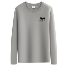 跨境外贸男士长袖t恤修身可外穿潮流印花圆领时尚休闲内搭秋衣服