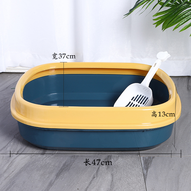 Personalizable alto borde con pala de arena para gatos anti-splash semi-cerrado lavabo de arena para gatos desmontable lavabo de arena para gatos mascotas