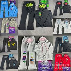 クロスボーダー高品質シナワールドトレンディなヒップホップストリートルーズフード付きスウェットシャツとベルベットパンツシナワード