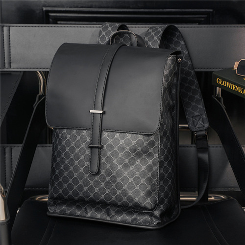 2024 New Trendy Backpack Korean Style Fashionable Men's Bag Leather Casual Large Capacity School Bag Computer Backpack